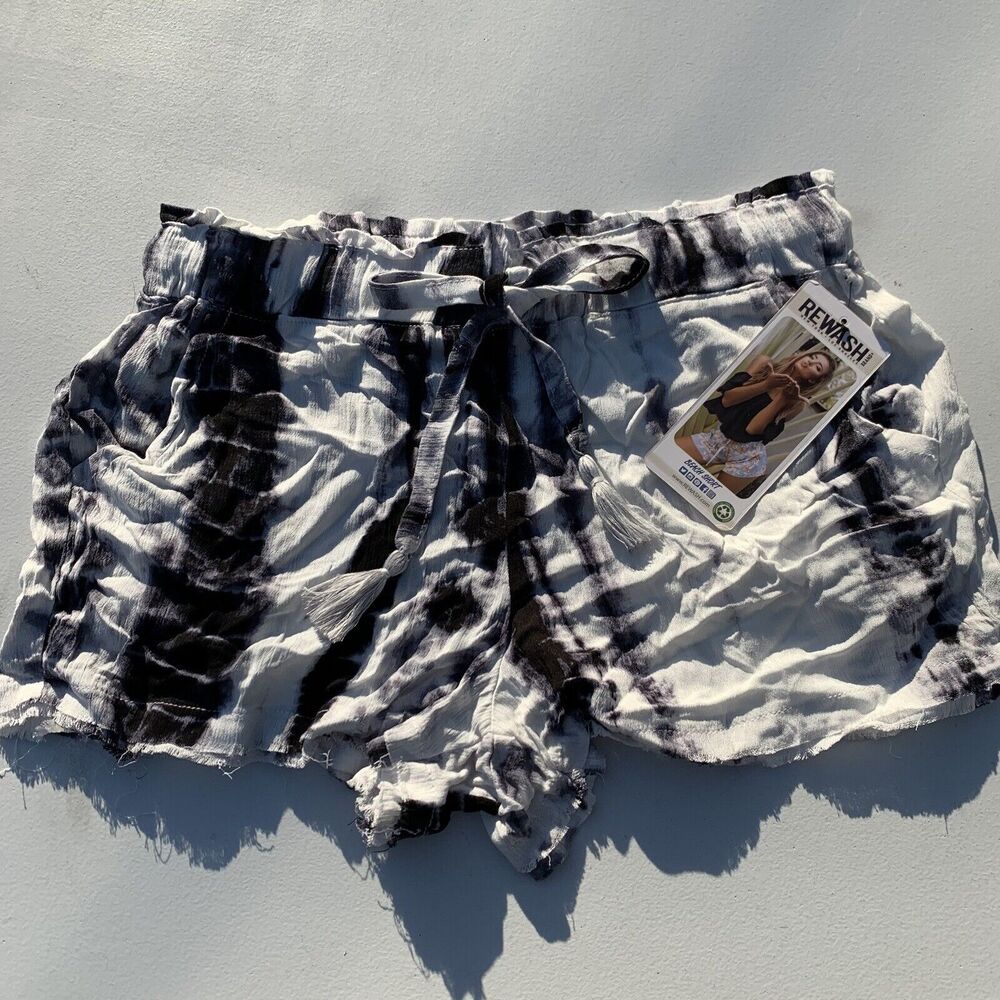 Rewash Black & White Tie-Dye Drawstring Shorts Size Medium - New